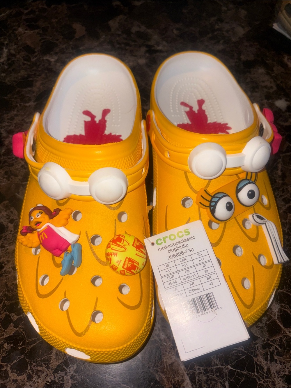 CROCS Mc Donald’s Yellow Classic Clogs with Character Charms